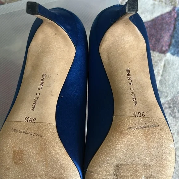 Manolo Blahnik Crystal Hangisi 70 Royal Blue 8.5 - Picture 3 of 8